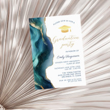 Modern Blue Sapphire Marble Graduation Party
