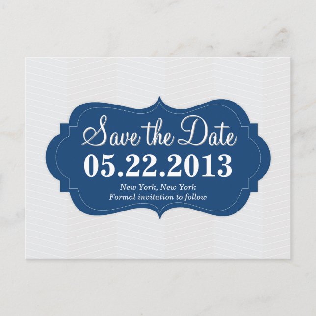 Modern Blue Save the Date Postcard (Front)