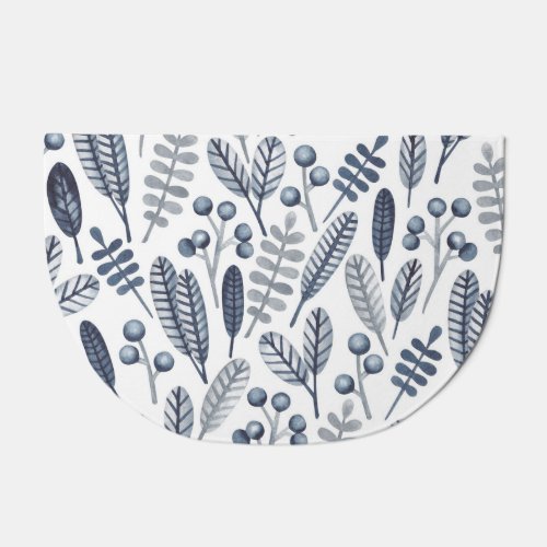 Modern Blue Scandinavian Botanical Pattern  Doormat