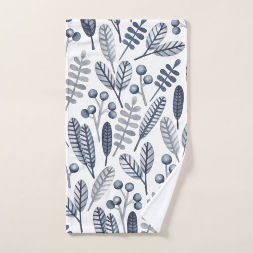 Modern Blue Scandinavian Botanical Pattern  Hand Towel