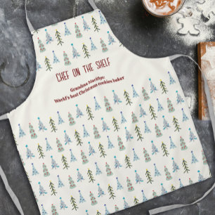 Modern blue Scandinavian Christmas firs Apron