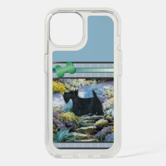 Modern Blue Scottish Terrier Dog Art iPhone 15 Case