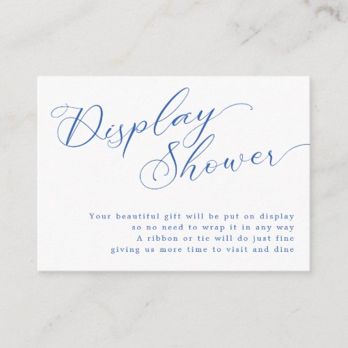 Modern Blue Script Bridal Shower Display Shower Enclosure Card