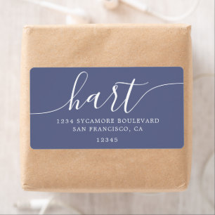 Modern Blue Script Family Return Address Label