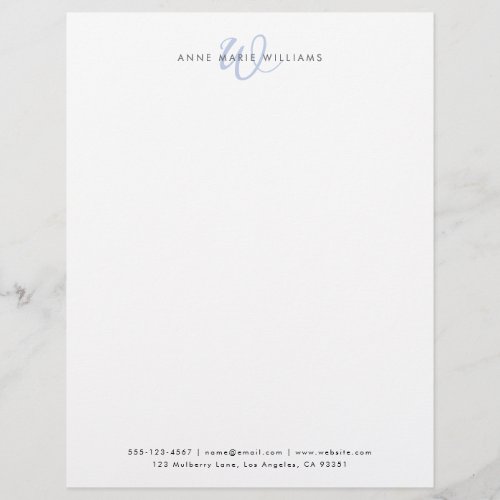 Modern Blue Script Monogram Letterhead