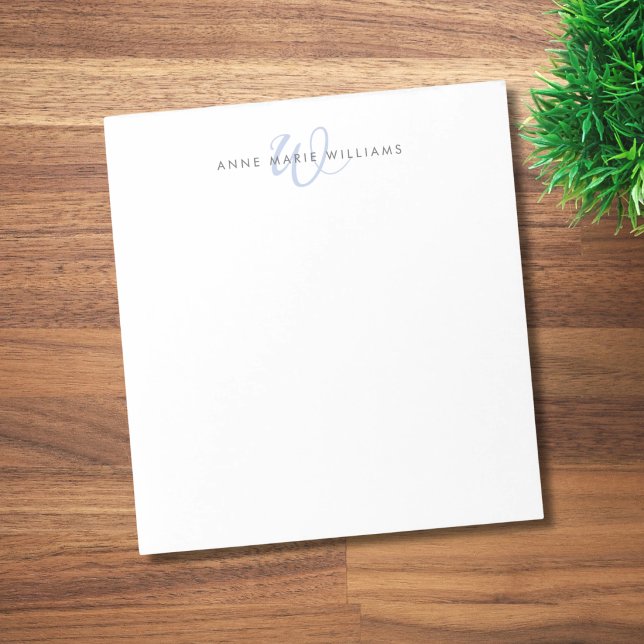 Modern Blue Script Monogram Notepad (Creator Uploaded)