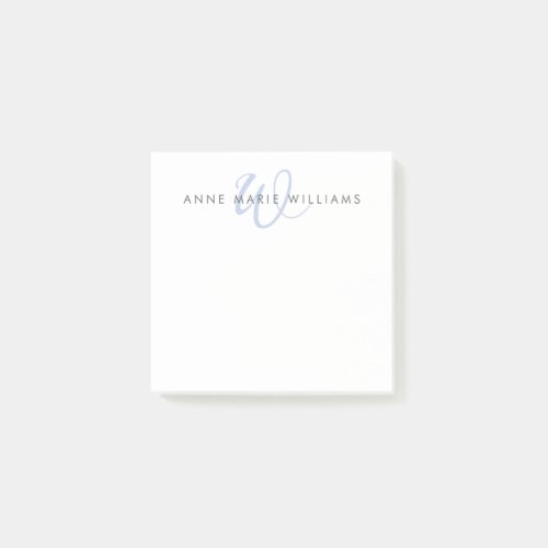 Modern Blue Script Monogram Post-it Notes