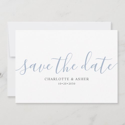 Modern Blue Script Save The Date