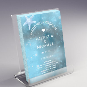 Modern Blue Sea Summer Wedding Program Flyer