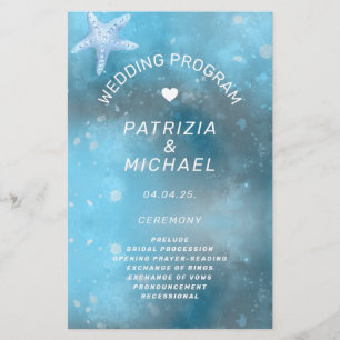 Modern Blue Sea Summer Wedding Program Flyer