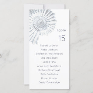Modern Blue Shell Beach Wedding Seating Chart