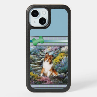 Modern Blue Shetland Sheepdog Dog Art iPhone 15 Case
