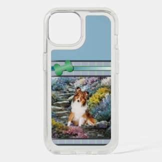 Modern Blue Shetland Sheepdog Dog Art iPhone 15 Case