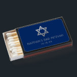 Modern Blue Silver Simple Star of David  Matchboxes<br><div class="desc">Elegant modern blue and faux silver classic bar mitzvah matchbox favors with custom name,  date and Star of David design.</div>