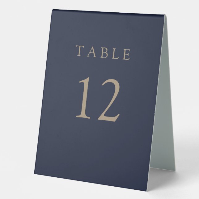 Modern Blue Simple Clean Minimal Wedding Table Tent (Front)