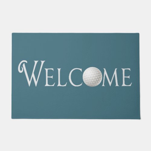 Modern Blue Simple Golf Ball Welcome Doormat