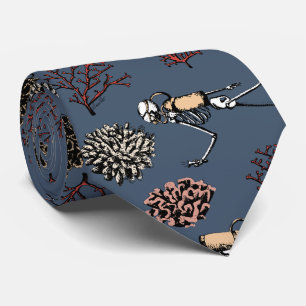 Modern Blue Skeleton Scuba Divers Necktie
