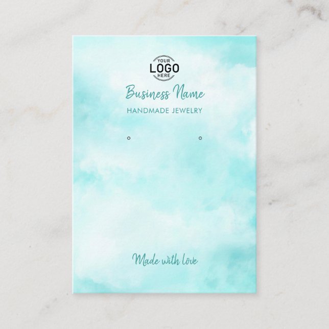 Modern Blue Sky Clouds Earrings Display Card (Front)