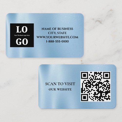 Modern Blue Sky Custom Logo and QR Code Business Card