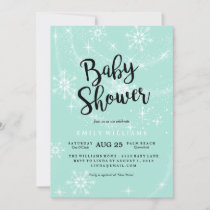 Modern Blue Snowflake Baby Shower Invitation