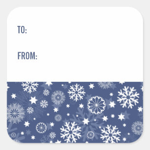 Modern Blue Snowflake Christmas Holiday Stickers