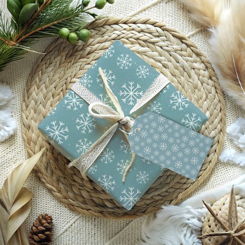 Modern Blue Snowflake Gift Tags