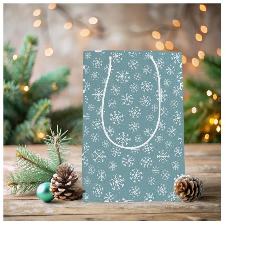 Modern Blue Snowflake Medium Gift Bag