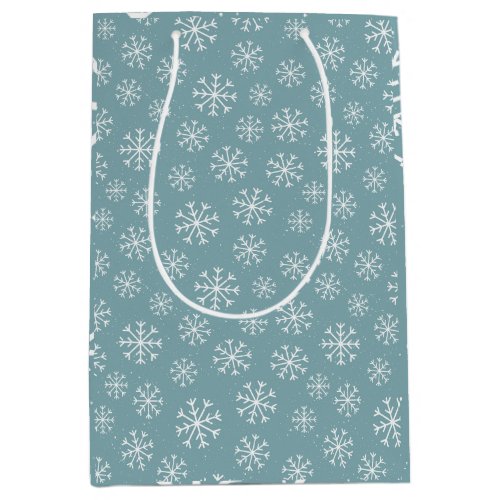 Modern Blue Snowflake Medium Gift Bag