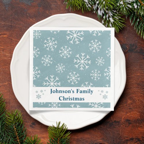 Modern Blue Snowflake  Paper Dinner Napkins