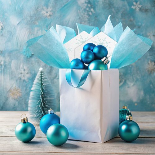 Modern Blue Snowflake  Tissue Paper