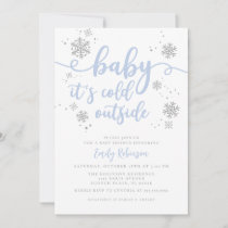 Modern Blue Snowflake Winter Boy Baby Shower Invitation