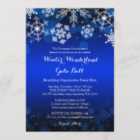 Modern Blue Snowflake Winter Gala Ball Invitations