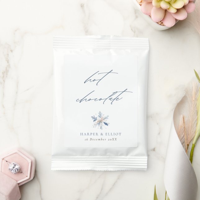 Modern Blue Snowflake Winter Wedding Hot Chocolate Drink Mix (Wedding)
