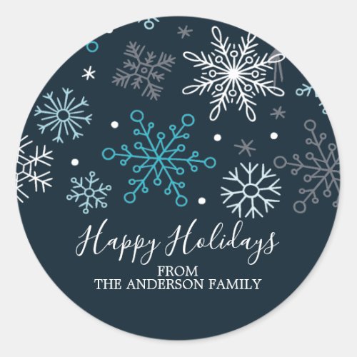 Modern Blue Snowflakes Sticker