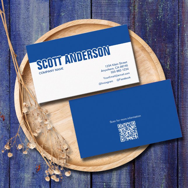 Modern Blue Social Media QR Code Business Card (Creator Uploaded)