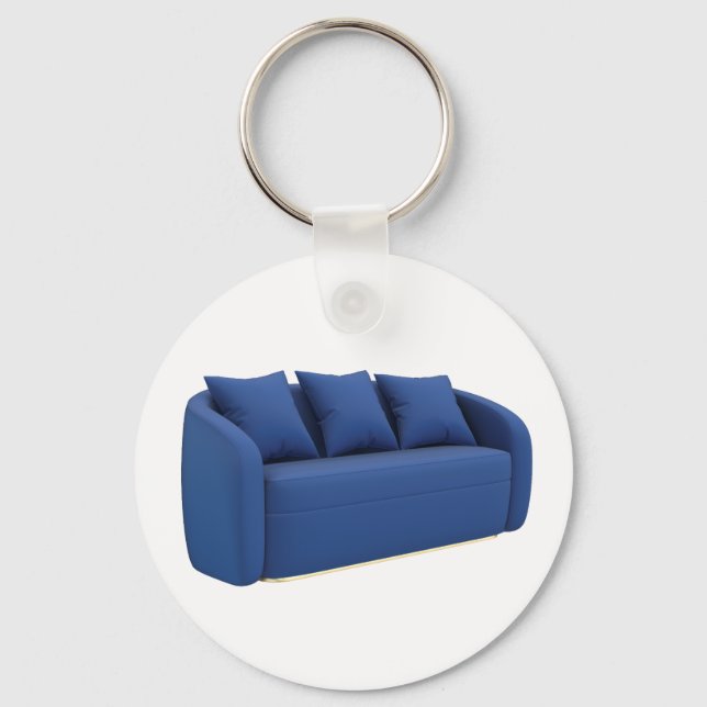 Modern blue sofa  keychain (Front)