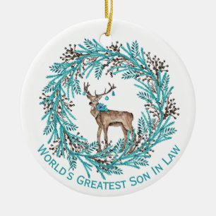 Modern Blue Son In Law Deer Ceramic Ornament
