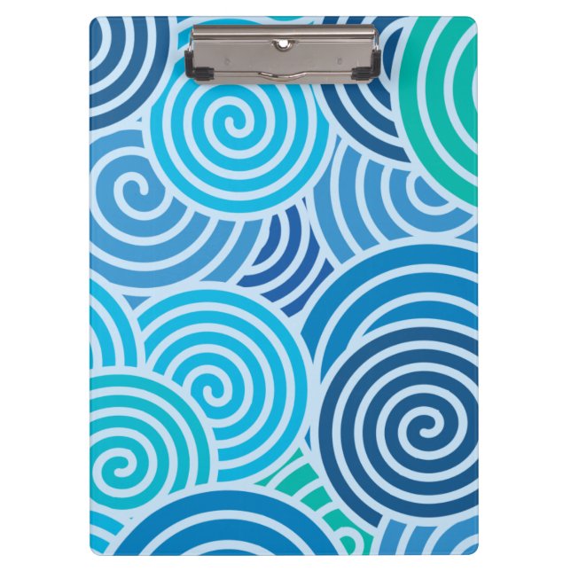 Modern Blue Spiral Pattern Clipboard (Front)