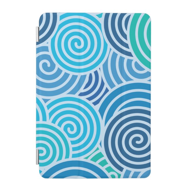 Modern Blue Spiral Pattern iPad Mini Cover (Front)