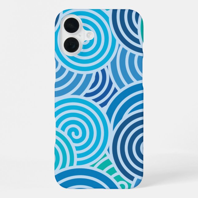 Modern Blue Spiral Pattern Iphone Case (Back)