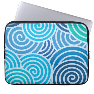 Modern Blue Spiral Pattern Laptop Sleeve