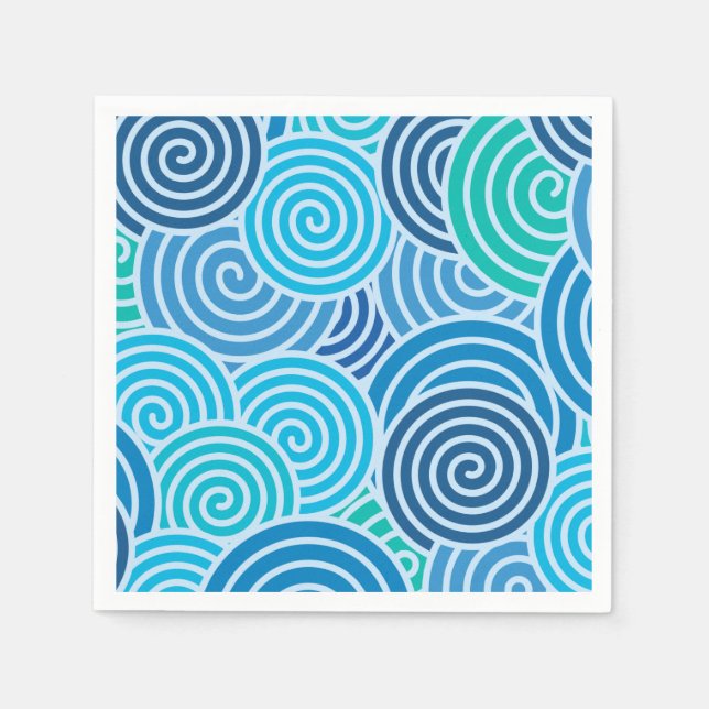 Modern Blue Spiral Pattern Napkins (Front)