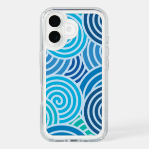 Modern Blue Spiral Pattern iPhone 16 Case