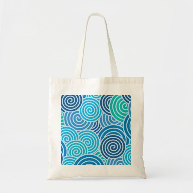 Modern Blue Spiral Pattern Tote Bag (Front)