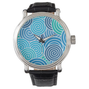 Modern Blue Spiral Pattern Watch