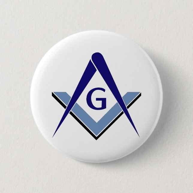 Modern Blue Square & Compasses Button (Front)