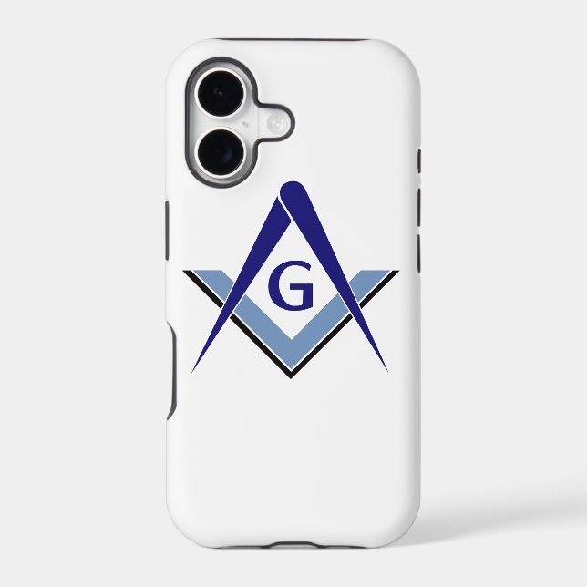 Modern Blue Square & Compasses Iphone Case (Back)