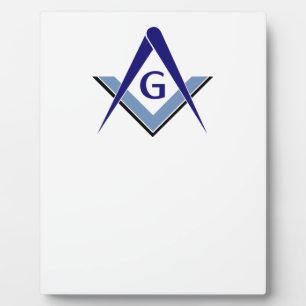 Modern Blue Square & Compasses Plaque