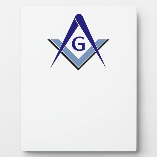 Modern Blue Square & Compasses Plaque (Front)