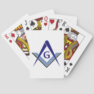 Modern Blue Square & Compasses Poker Cards